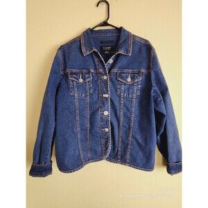 C.A. SPORT SIZE LG POCKET Jewel Button ACCENTS‎ Denim 90's 80's  JACKET XL